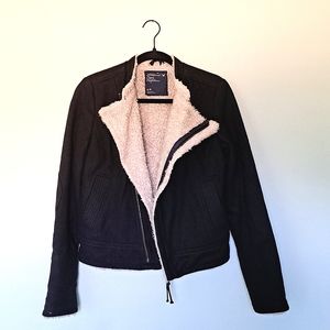 Sherpa-Lined Wool Coat